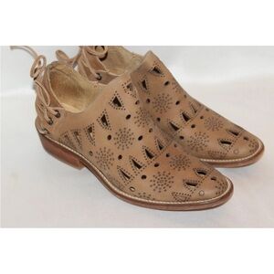Anthropologie Musse & Cloud Brown Laser Cutout with Leather Booties